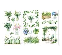 Peacoblue Trasferibili a Strofinamento per Artigianato 3Pcs Vasi e piante 15cmx30cm, UV DTF Trasferimento impermeabile per cassettiera Dresser Vetro Porcellana Legno Plastica