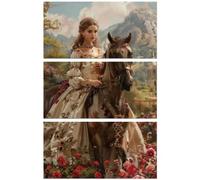 Peacoblue Trasferimenti barocchi per artigianato, 3 pezzi, bella principessa e cavallo, 15 x 30 cm, UV DTF impermeabile, trasferimento per mobili per cassettiera, cassettiera, vetro, porcellana,