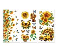 Peacoblue Trasferimenti per artigianato, 3 pezzi, farfalle e girasoli, 15 cm x 30 cm, resistente ai raggi UV, impermeabile, trasferimento giapponese per mobili per cassettiera, cassettiera, vetro,