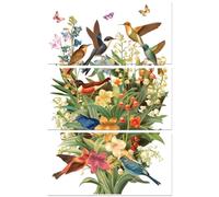 Peacoblue Trasferimenti per artigianato, 3 pezzi, mughetto e colibrì, 15 cm x 30 cm, resistente ai raggi UV, impermeabile, trasferimento per mobili per cassettiera, cassettiera, vetro, porcellana,