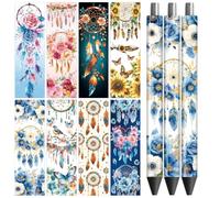 Peacoblue UV DTF Pen Wraps Adesivi Trasferimento Acchiappasogni - 48 pz Stampato Ad Alta Definizione Impermeabile Adesivi UV DTF per Penna Personalizzata Regalo Fai da te