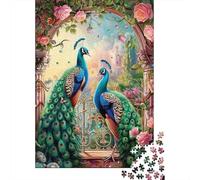 Peacock 1000 Componenti Carta Ecologica Two Peacocks Blooms Puzzle Familiare Livello Di Difficoltà Equilibrato Fan Dei Rompicapo Loisirs A Casa Divertente 52x38cm/1000pcs