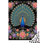 Peacock 1000 Componenti Carta Spessa Peacock Floral Mandala Puzzle Familiare Facile Da Pulire Livello Di Difficoltà Equilibrato Fan Dei Rompicapo Divertente 52x38cm/1000pcs