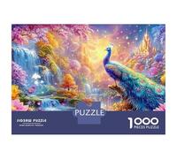 Peacock by Waterfall And Lotus Flowers Puzzle Da 1000 Pezzi Beautiful Peacock Classico E Sfidante, Regalo Per Tutte Le Età 70x50cm/1000pcs