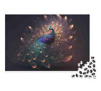 Peacock Fantasy Art 100% Recycled Cardboard Dark Night Peacock 1000Pc Jigsaw Puzzle Adults Fun Activity for Rainy Days 38x26cm/1000pcs