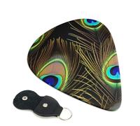 Peacock Feathers - 6 plettri per chitarra, stampa su entrambi i lati, per chitarra acustica, basso, ukulele, chitarra elettrica (0,46 mm, 0,71 mm, 0,96 mm)