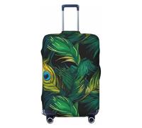 Peacock Feathers2 - Copribagagli da viaggio, elastico, per valigie, 45-81 cm, Nero , L