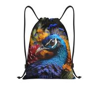 Peacock Head Borsa con Cordoncino Sacca con Cordoncino Moda Pieghevole Borsa Sportiva per Nuoto Campeggio Yoga 36X42Cm