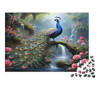 Peacock in Fantasy Garden 1000 Pezzi Cartone Resistente Pacchetto Puzzle Coppia Partner Gioco Divertente Impegnativo Allenamento Del Cervello Regali 70x50cm/1000pcs