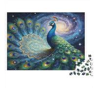 Peacock in Galaxy 100% Recycled Cardboard Cosmic Space Peacock 1000 Piece Jigsaw Puzzles Adults And Children Beautiful Decoration 52x38cm/1000pcs