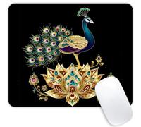 Peacock On Lotus with Jewels-20 Tappetini Mouse Liscio Tappetino Mouse Soffice Mousemat per Gioco Casa Lavoro 25X30Cm