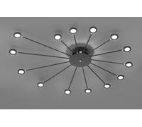 PEACOCK PLAFONIERA ANCHE RETRO-ILLUMINATA CON 15 STELI ORIENTABILI E GIREVOLI ANTRACITE D. 115CM LED 2,6W · 15x 270lm, 3000K