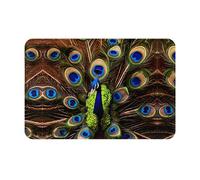 Peacock Spreads Its Tail, tappetino di benvenuto stampato, 40,6 x 61 cm, tappetino assorbente per porta del bagno e della cucina
