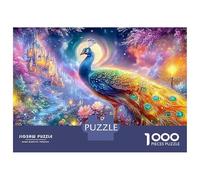Peacock Under Moon in A Magical Garden Puzzle Da 1000 Pezzi Beautiful Peacock Giochi Di Puzzle Per La Famiglia Per Tutte Le Età 52x38cm/1000pcs