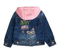 Peacolate 2-10 Anni Bambina Giacca di Jeans Ricamata Paillettes Cappotti Con Rosa Cappello(Farfalla, 2-3 anni)