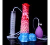 Peadxuno Dildo gonfiabile con ventosa, dildo con pene finto animale con ventosa, plug anale, Giocattoli per adulti per coppie (Dildo da 21cm + siringa + airbag gonfiabile)