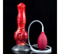 Peadxuno Dildo realistico morbido in silicone per animali, plug anali per pene, dildo gonfiabile che squirta, grande nodo, ventosa, giocattolo forte per eiaculare (dildo+airbag per iniezione)