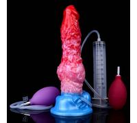 Peadxuno Dildo spesso con nodi grandi Plug anale Realistico a forma di animale Dildo in silicone con ventosa Dildo in silicone (Dildo da 24,6cm + siringa + airbag a iniezione + airbag gonfiabile)