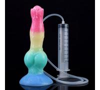 Peadxuno Enorme Morbido Colorato Cavallo Dildo Squirting Dildo Giocattolo Anale Stile Animale Costine Flessibile Gonfiabile Butt Plug Giocattoli per Adulti (Dildo+Siringa)