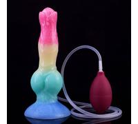 Peadxuno Enorme Morbido Colorato Cavallo Dildo Squirting Dildo Giocattolo Anale Stile Animale Costine Flessibile Gonfiabile Butt Plug Giocattoli per Adulti (Dildo+Airbag per iniezione)