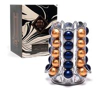 Peak Coffee Portacapsule per 70 cialde Nespresso Vertuo Vertuoline, 40 esposte all'esterno con 30 caroselli interni, organizer per capsule girevole a 360°, cromato