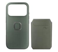 Peak Design Mobile Custodia quotidiana per iPhone 17 Pro + portafoglio Slim Salvia senza occhiello per le dita