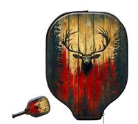 Peak Racket Cover Stag Head On Rustic Wood Wall pickleball Paddle Cover | antigraffio Impermeabile Custodia per racchetta da pickleball Per sport Allenamento L'uso Esterno