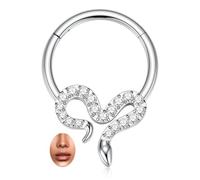 PEAKLINK Orecchino Daith in titanio a forma di serpente, per setto nasale, anello per setto nasale, anello a cerchio da 8 mm, piercing per trago, conchiglia, elica, cartilagine con zirconia cubica