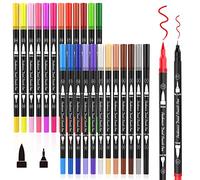 Peakness Brush Pen 24 Colori, Pennarelli Doppia Punta Fine Pen 0,4 mm e 1-2mm Punta Brush, per Bambini e Adulti Calligrafia, Pittura, Colorazione, Disegnare a Scuola