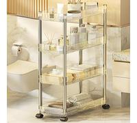 PEAKPT Carrello Portaoggetti Trasparente Con Rotelle, Carrello Multiuso Mobile Per L'organizzazione Del Bagno Con Ripiano Da Cucina A 2-4 Livelli,13.8" Lx9.1 Wx33.8 H,Clear