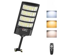 PEAKRO Lampione Solare Led Esterno, 6000K Bianca e 3000K Calda Faro Stradale Esterno Impermeabile con Pannello Solare e Sensore di Movimento, Lampioni da Giardino con Telecomando per Strada Parcheggio