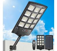 PEAKRO Lampione Solare Led Esterno, IP67 Impermeabile Lampada Stradale Esterno con Sensore di Movimento, 6500K Faro LED Solare con Pannello, Lampioni Solari da Giardino per Garage Strada, 1 Pezzi
