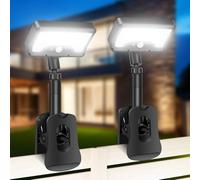 PEAKRO Luci Solari da Giardino, 92 LED 6000K Faretti Solari LED Esterno con Sensore di Movimento, IP65 Impermeabile Lampade Solari con Clip, Illuminazione Solare per Giardino,Patio,Recinzione(2 Pezzi)