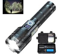 PEAKRO Torcia LED Ricaricabile, 100000 Lumen Torcia LED Potente Professionale, Torcia Militare Ricaricabili USB 5000mAh Batteria, IP65 Torce LED Alta Potenza per Campeggio Emergenza