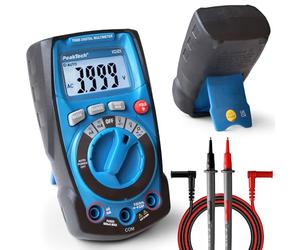 PeakTech 1021 - Multimetro digitale CAT III 600V True RMS compatto e robusto con display 4000 conteggi - Misuratore professionale per elettricisti con auto-range, 400µA/mA, Ohm, Cap, Hz e tester di