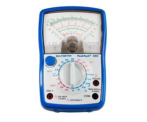 PeakTech 3201 Multimetro analogico voltmetro amperometro tester di continuità ohmetro fino a 600 V AC e DC 10 A adatto per installazioni elettriche a 230 V