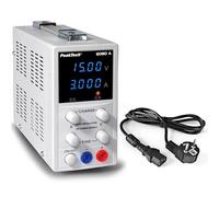 PeakTech 6080 A - Alimentatore da laboratorio 0-15 V / 0-3 A DC - Alimentatore professionale ad alta risoluzione con regolazione lineare, display a LED blu e protezione da bassissima tensione