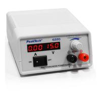 PeakTech 6220 Mini alimentatore switching DC regolabile 1,5V - 15V / 2A, alimentatore da laboratorio con display LED, P 6220