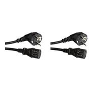 PeakTech Cavo di rete - cavo di alimentazione con contatto di terra angolato per spina IEC C13 - lunghezza 1,5 m - 2m - 250 V AC - VDE/ÖVE, PC e TV/audio, 1 pezzo, nero, NK/EU-ST (Confezione da 2)