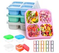 PEAKTOP 4PCS Scatola Per Snack Con Scomparti, Contenitori Per Snack Con Scomparti, Contenitore Snack Scomparti Bambini E Adulti, Snack Box Con Coperchi Per Frutta Caramelle Noci Biscotti