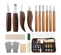 PEAKTOP Kit Intaglio Legno 17 Pezzi, Set di Attrezzi per Lavorare il Legno | Coltelli per Intaglio Fai da Te per Principianti e Appassionati di Bricolage Adulti
