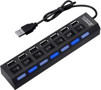 PeakTrend Splitter multiporta, hub USB 2.0 a 7 porte, hub dati USB A con interruttore on/off indipendente e indicatori LED, luci per laptop, PC, computer, HDD mobile, unità flash per tutti i