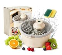 Pealeaf Centrifuga Elettrica Frutta E Verdura, Lava Insalata con Ciotola, Pulitore Automatico per Lattuga Bacche Erbe Base Antiscivolo (Beige,Electric)