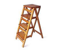Pealihuy Gradini Pieghevoli Leggeri Scaletta in Legno Sedia Sgabello Scaletta Pieghevole Multiuso Libreria per la casa 4 gradini capacità 150 kg