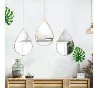 Pealihuy Specchio a goccia per decorazione da parete, set di 3 mini specchi da parete, specchi decorativi moderni per soggiorno, ingresso, corridoio