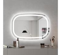 Pealihuy Specchio da bagno orizzontale/verticale, specchio da toeletta a LED, specchio da parete, specchio da toeletta da bagno con interruttore touch control, memoria, funzione luce dimmerabile