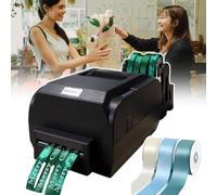 pealiritansemen Macchina da stampa a nastro di raso, stampante digitale per etichette, per artigianato, dessert, gioielli, con 4 rotoli di nastro per etichette, velocità di stampa 150mm/S, per negozio
