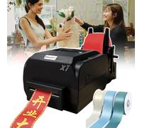 pealiritansemen Macchina da stampa a nastro di raso, stampante digitale per etichette, per artigianato, dessert, gioielli, con 4 rotoli di nastro per etichette, velocità di stampa 150mm/S, per negozio