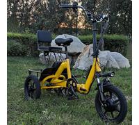 pealiritansemen Triciclo Elettrico per Adulti, Bici Elettrica Pieghevole da 14'', Bicicletta Elettrica con Batteria da 10,4 Ah, Autonomia Massima 40 km, Display LCD, Freni A Disco da 160° Yellow