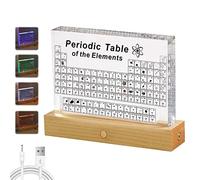 PEALOV Tavola Periodica Degli Elementi con Elementi Veri,con 83 Elementi Reali All'Interno,Display Della Tavola Periodica in Acrilico con Base di Luci a LED Colorate,Strumento Didattico Elementi